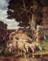 unknow artist Sheep and Sheepherder Germany oil painting art